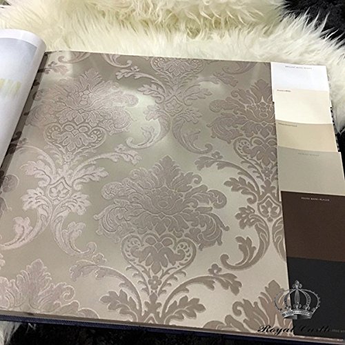 PAPEL PAPEL DE PAREDE COLEÇÃO VAPERSSE - ROYAL CASTLE (VP005 fundo em marrom claro metálico, desenho