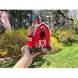VP Home Hanging Bird Houses for Outside Hand-Painted Bird Houses for Outdoors Decorative Birdhouses (Red Barn) Solid Made for Bluebirds Sparrows Chickadees and Purple Martins VP Home Hanging Bird Houses for Outside Hand Painted Bird Houses for Outdoors Decorative Birdhouses Red Barn Solid Made for Bluebirds Sparrows Chickadees and Purple Martins