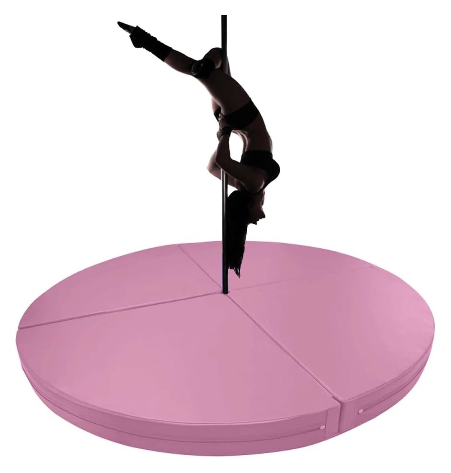 WJFTODAY Thick Round Stripper Pole Crash Mat - Foldable Fall Safety Pad for Home Gym - 120cm x 3cm (47.2in x 1.2in) - Pink Dance Cushion for Pole Dancing