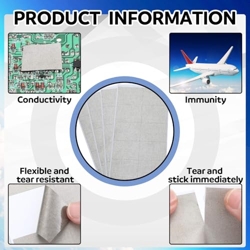 Image of Pangda 200 Pcs Copper Fabric Strips with Conductive Adhesive 1.18 Inch x 1.5 Inch for Electrical Connection Grounding EMI Shielding Wire Harness Display Repair Cable Interference Blocking