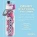 O2COOL Mist 'N Sip Misting Water Bottle 2-in-1 Mist And Sip Function With No Leak Pull Top Spout (Hearts)