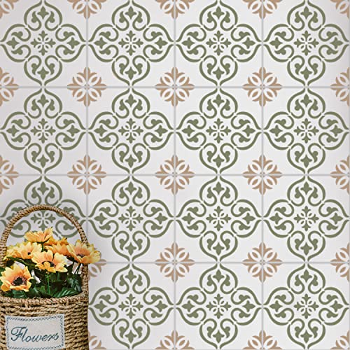 Image of GSS Designs Reusable Tile Stencil - 12x12 Inch Large Wall & Floor Stencils for Painting Concrete, Patio, and Walls