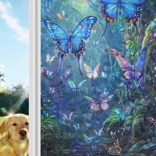 Película decorativa de privacidad para ventana azul miniatura 1