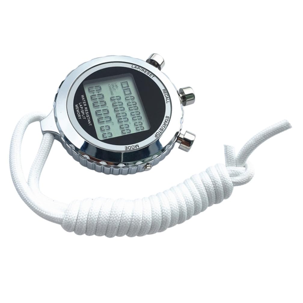Abaodam Cronómetro Digital Profesional de Mano con Correa, Cronógrafo Electrónico LCD, Acero Inoxidable, 3 Niveles y 30 Pistas, Adecuado para Entrenamiento de Atletas