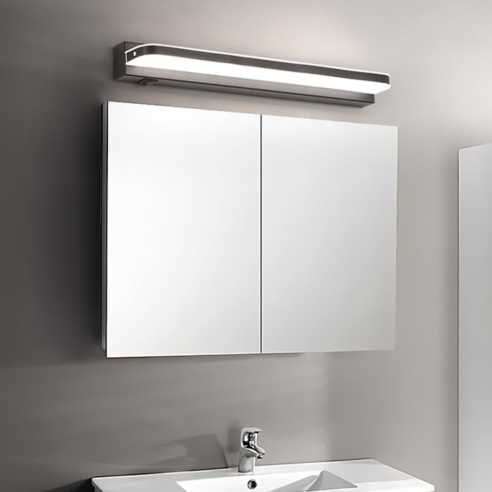 Mengjay Aplique Espejo Baño Interior LED,Lámpara de pared LED,Luz blanca fría,Iluminación Luz pared Luz para Salón, Dormitorio, Comedor, Pasillo (Negro (60 cm))