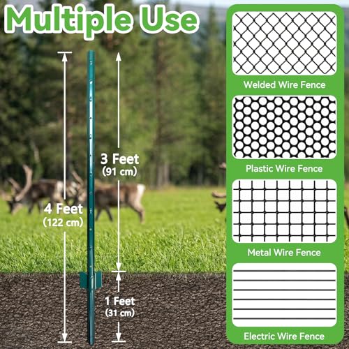 Thealyn 4ft Fence Posts, Pack of 10 - Sturdy Metal U-Posts & Step-in Stakes, No Digging Poles for Garden Wire Fencing and Yard Signs (Fits 3-ft Fence Mesh) by Thealyn - Image 5