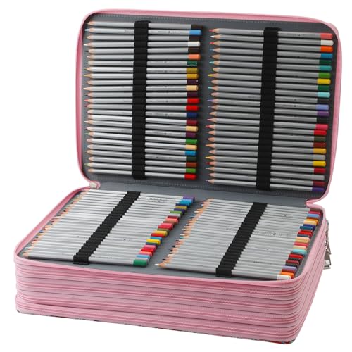 Image of 500 Individual-Slot Colored Pencil Organizer with Zipper - Durable Fabric Art Storage Bag for Painters and Artists