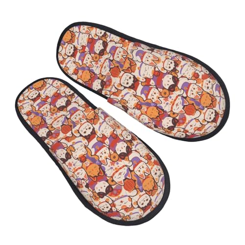 Maneki-Neko Cats Print Women'S Fuzzy Slip On Indoor Outdoor Winter House Slippers2
