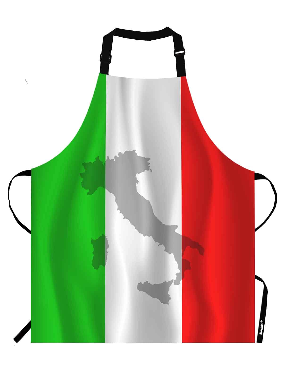 Atourdealss Unisex As Shown Italian Flag Apron,The Contour Of Italian Territory Is Printed On The Flag Apron,Adjustable Neck Bib Apron For Men Women,Suitable For Kitchen Cooking Waitress Chef Apron
