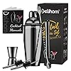 Delihom Cocktail Maken Set Zwart 6 Stuks Cocktail Shakers 24oz 750ml RVS Cocktail Shaker Set met Menglepel, Muddler…