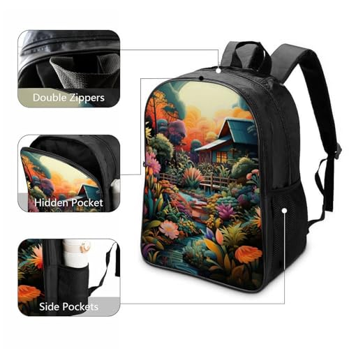 Mochila escolar Jungle Hut estampada e impermeable de 40x28x16cm para estudiantes 3