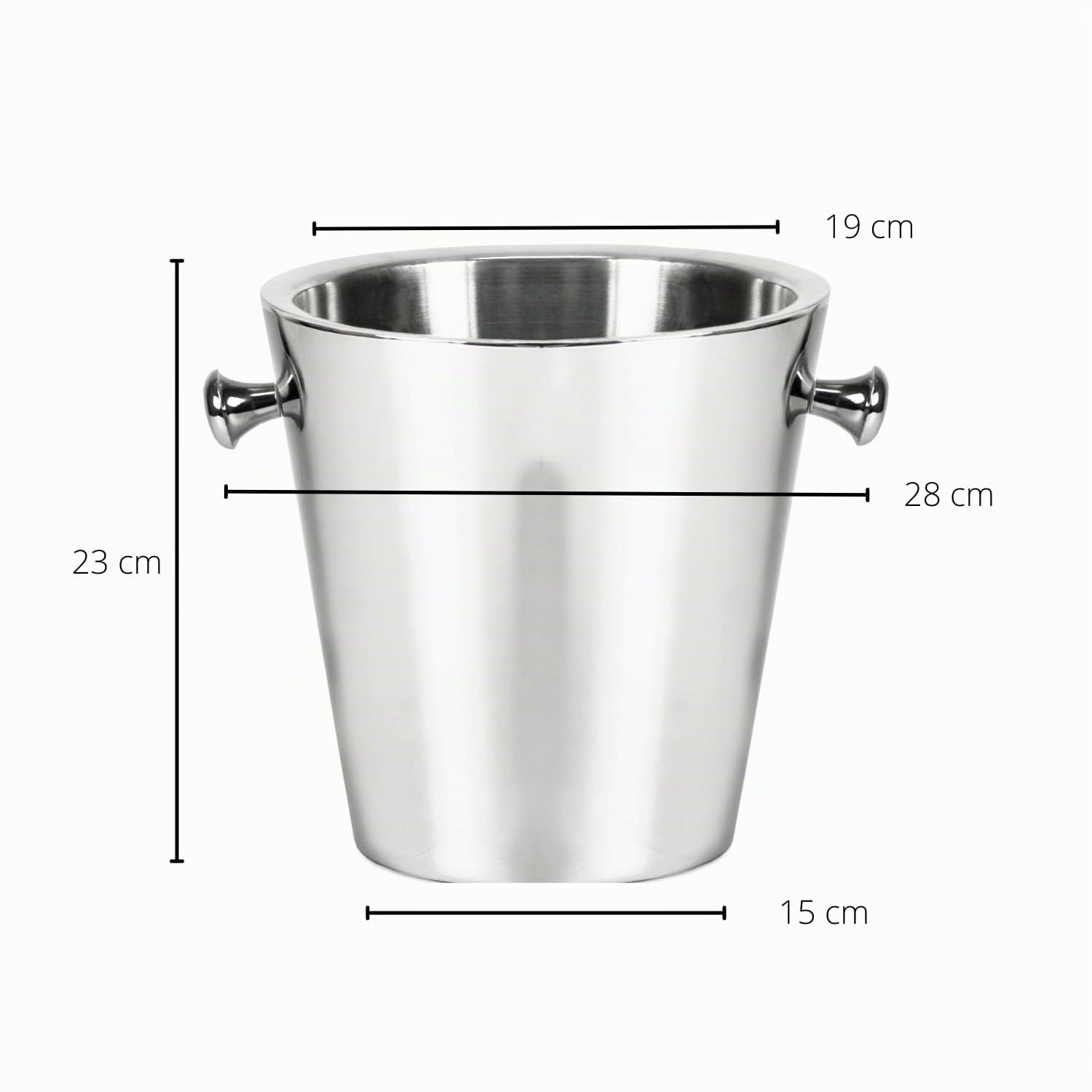 EDZARD Secchiello per vino Sevilla (H 23 cm, Ø 22 cm), acciaio inox lucido a specchio, a doppia parete, con 2 manici, per 1 bottiglia – glacette, spumantiera, portabottiglie, idea regalo