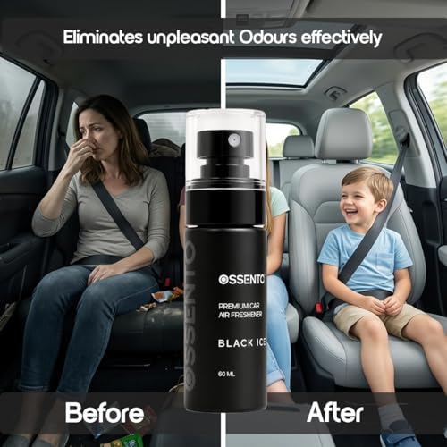 Image of Car Air Freshener Spray Black Ice 60ml | Long Lasting Premium Car Perfume, Odor Eliminator for Interior, Fresh Woody Musky Scent, Fabric Use, Travel Friendly Fragrance Spray
