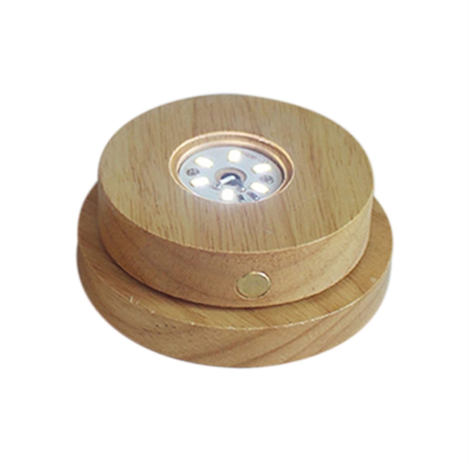 Striscia LED, strisce di illuminazione, striscia LED, luce a LED a stelo rotante luminoso, espositore oggetto trasparente in vetro, supporto rotondo in legno, forniture da bar, supporto per luce