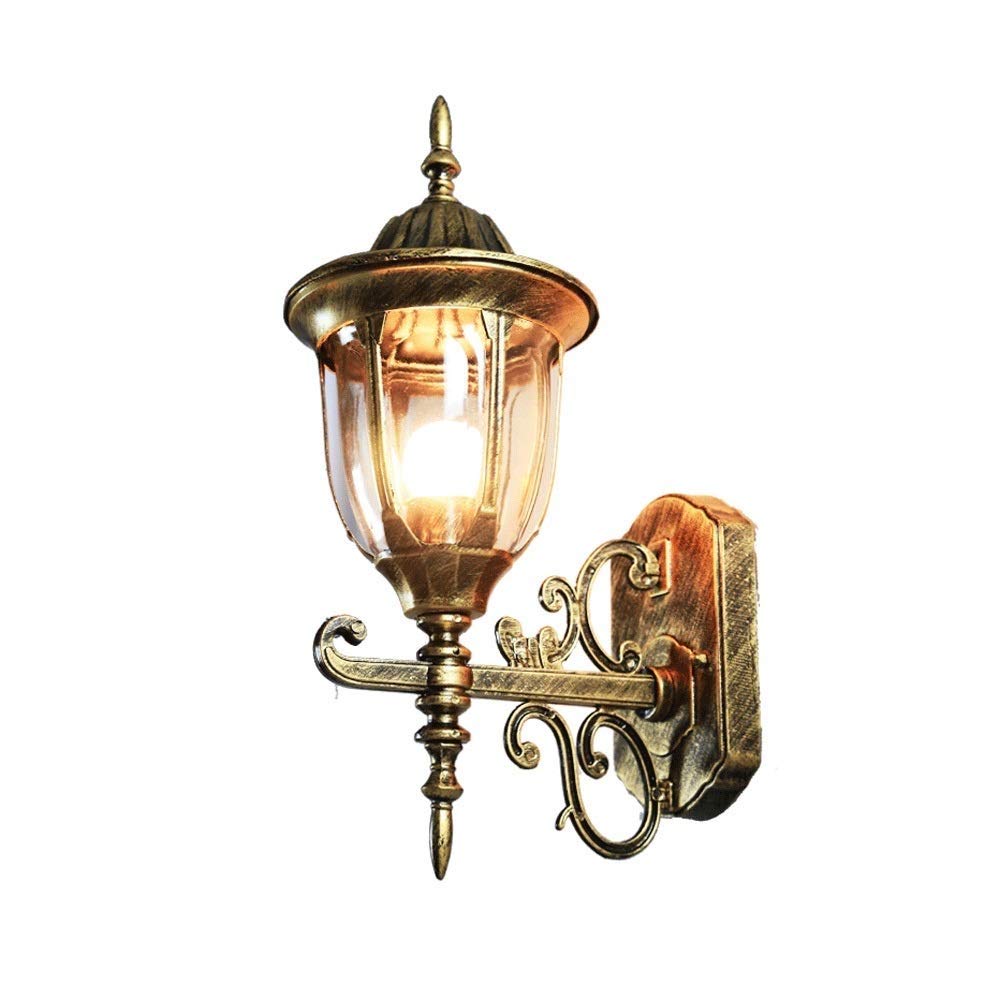 HPTHLY Wall Mounted Light Classic Brass Color Rustic Waterproof Traditional Outdoor Wall Light Hallway Winter Garden Balcony Porch Wall Lamp Wall Sconce Glas