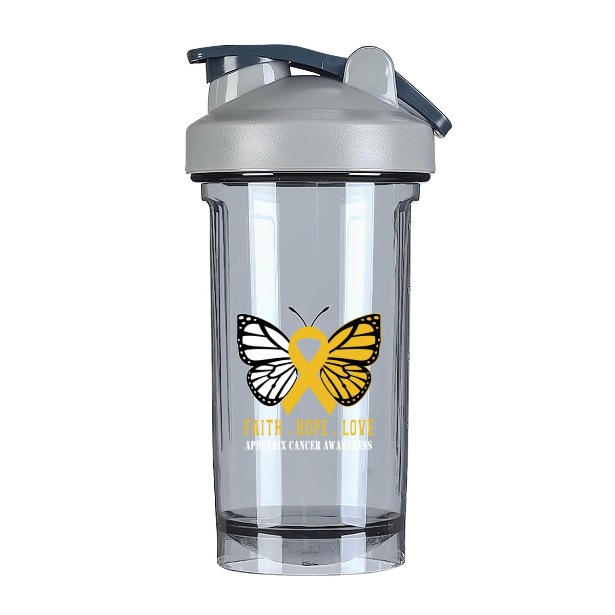 Butterfly Appendix Cancer Awareness 18 Ounce Shaker Cup,Fashion Theme Pattern Shaker Bottle Leak-proof Workout Shake Bottles 500ML/18 oz Perfect for Pre Workout-3-1