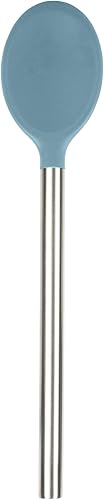 Tovolo Cuchara mezcladora de silicona con mango de acero inoxidable, pizarra azul, apta para lavavajillas, resistente al calor, resistente a los