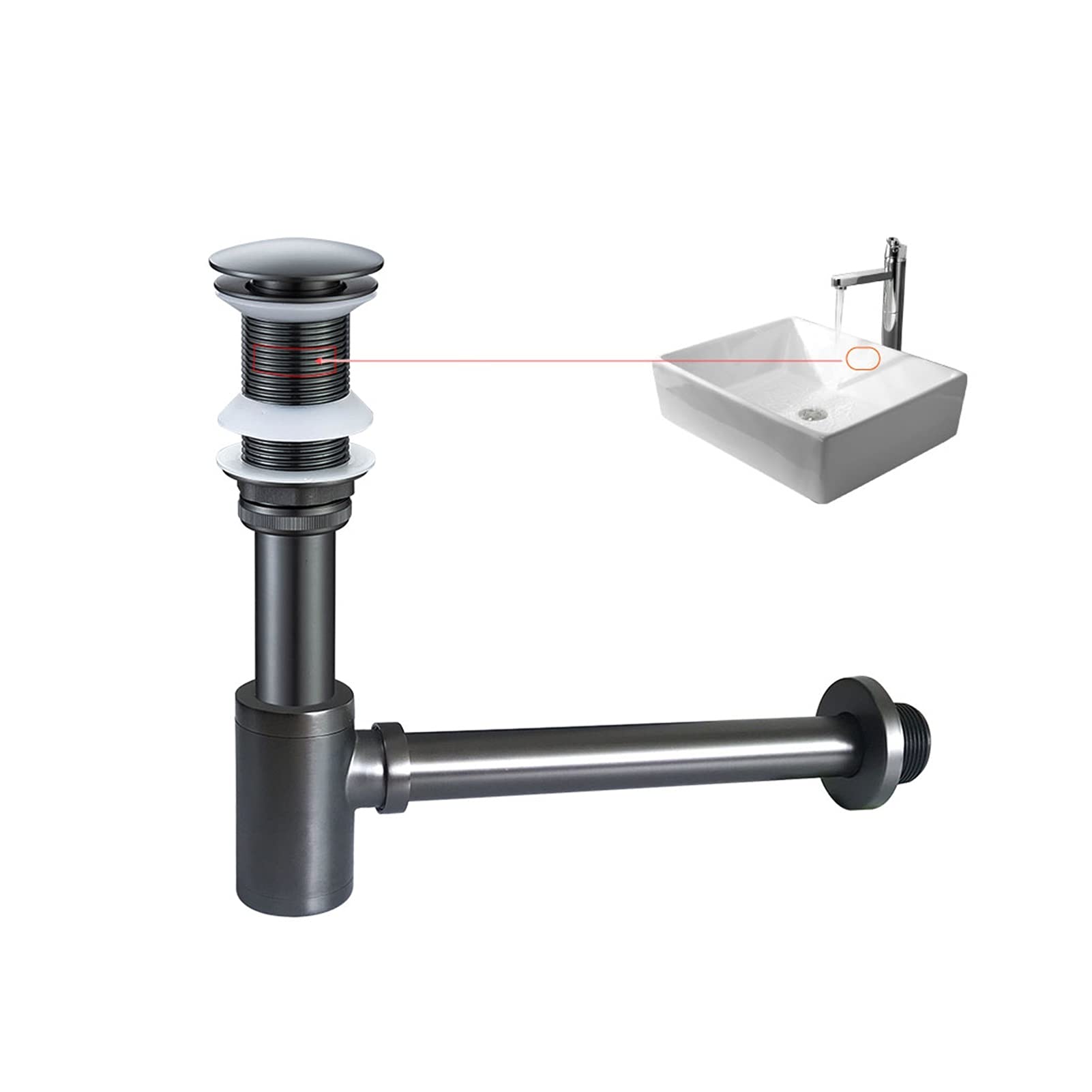 Trampa De Botella, Escurridor De Rebote Cobre Lavabo Sin Rebosadero Fila De Pared Antibloqueo, Antiolor Y A Prueba De Insectos. Bajante Accesorios (Color : B)