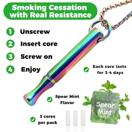 Image of LAMKHOO Breathing Necklace to Quit Smoking and Vaping with Refillable Mint Pods Stop Smoking Aids Fidget Necklace Smokeless Inhaler for Adults