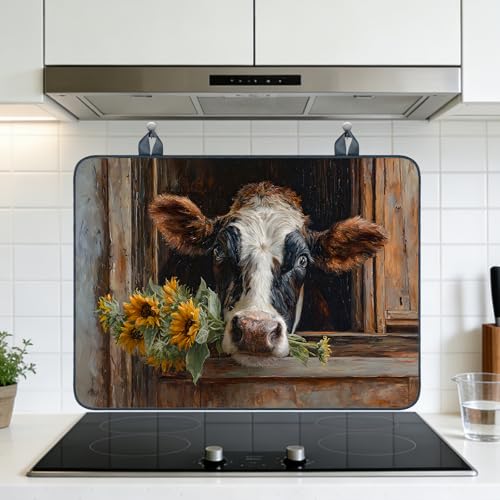 Image of Nuxovilar Cow Sunflower Stove Cover Diatomaceous Earth 28.65x20.47 In