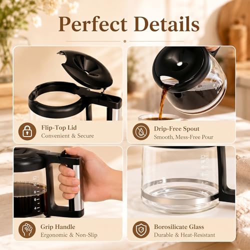 Image of COM532M 10-Cup Glass Carafe Replacement for De'Longhi Coffee Maker