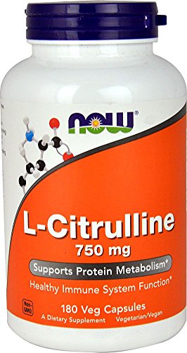 NOW Foods L-Citrulline 750mg, 180 Capsules, (Pack of 3)