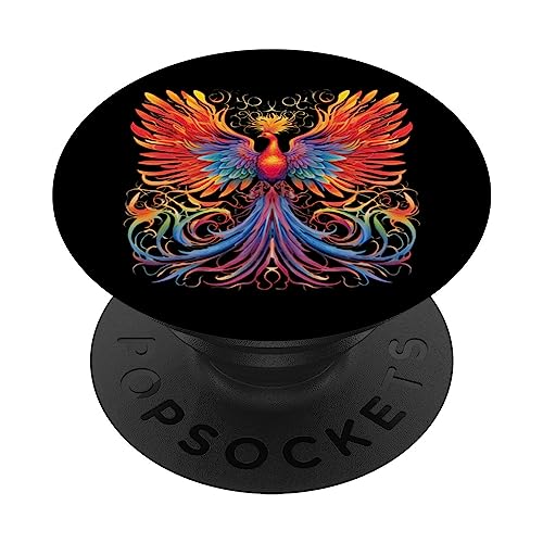 Phoenix Fire Inspirational Fantasy PopSockets Swappable PopGrip, Black