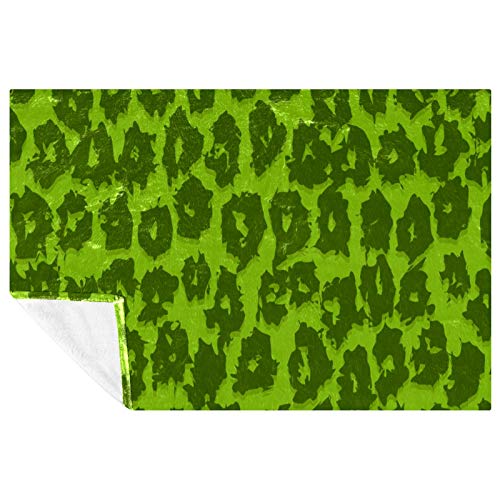Couverture léopard vert 150x100 cm douce et chaude pour lit et canapé - 2
