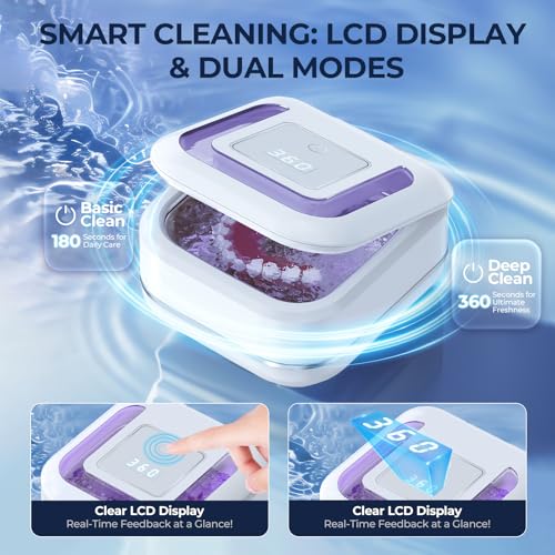 Ultrasonic Retainer Cleaner, 42Khz Ultrasonic Tooth Cleaner With Visible Window And Two Modes,180Ml Ultrasonic Tooth Cleaner For Dentures, Retainer, Mouth Guard, Aligner, Jewelry - 2