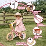 Hello-5ive 14 Inch Balance Bike for Kids, Lightweight Height-adjustable Bike with Removable Basket, Carbon Steel Frame and Rubber Pneumatic Tires, Toddler Balance Bike for 3,4,5,6, Years Old (Pink) - Image 5