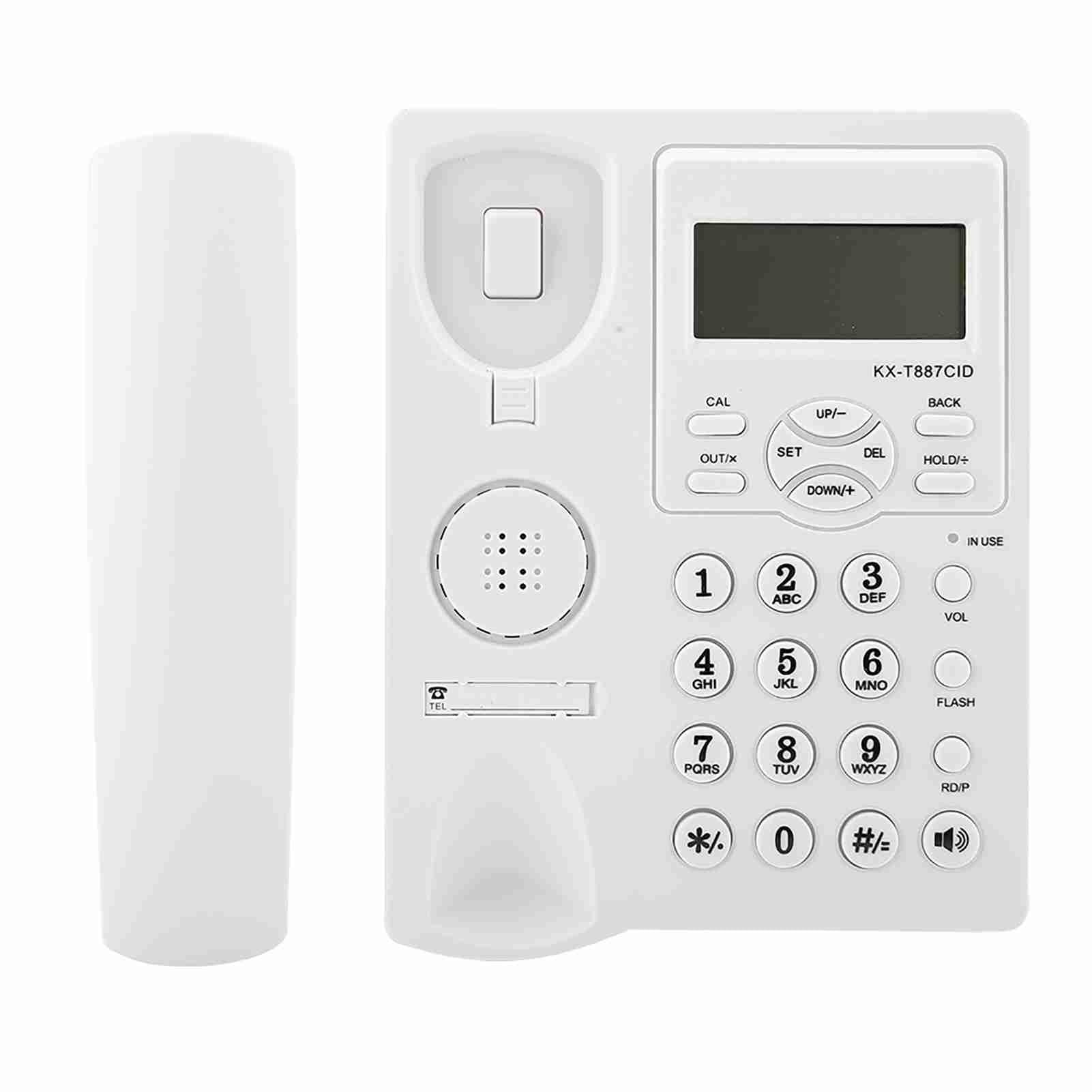 Telefono a Cavo con Segreteria Telefonica, Telefono Audio con Listener di Altoparlanti Allarme 3 Gruppi per Case per Uffici (WHITE)