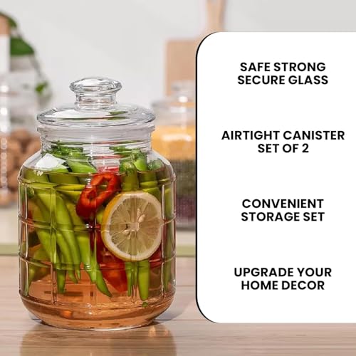 Image of 2300 ML Glass Storage Jar - Large Airtight Kitchen Container, Clear Preserve Jar for Pickles, Masala, Sugar, Cookies & Dry Food - Pack of 1, Premium Food-Safe & Leak Proof AC
