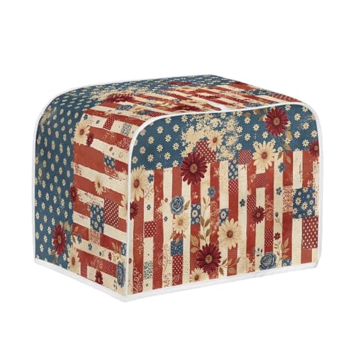 Image of American Flag Daisy Toaster Dust Cover Bakeware Protector Compatible with 2 Slice Toaste Dust Protection Cover July 4th USA Independence Day Decor