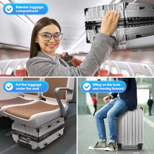 Image of 3-Piece Zipperless Luggage Set,20 /24 /28 Inch, Airline Approved Carry-On 22x14x9, 9H Scratch-Proof PC Hardshell, Aluminum Frame, 360 Spinner Wheels, Checked Suitcases, Silver