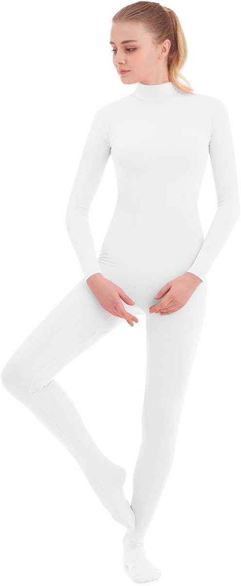 SUPRNOWA Full Body Unitard Turtleneck Spandex Footed/Footless Long Sleeve Unisex