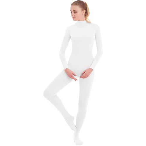 SUPRNOWA Full Body Unitard Turtleneck Spandex Footed/Footless Long Sleeve Unisex