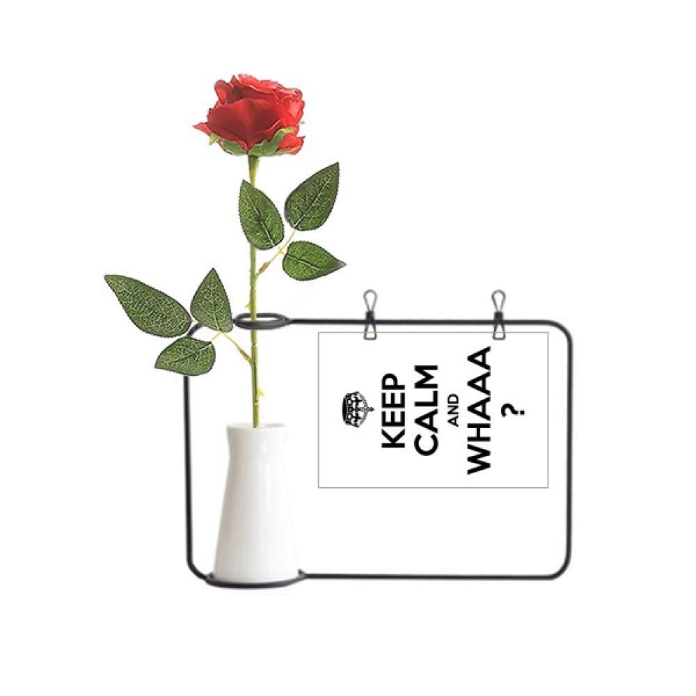 Rose artificielle noire en vase de décoration suspendu avec citation Keep Calm & Whaaaa