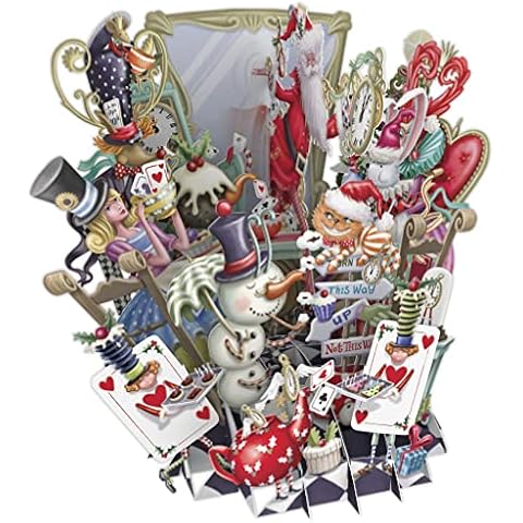 Paper D'Art Alice's Christmas - 3D Pop Up Christmas Greeting Card, XTW025, Blue, Multi, Red, White Cover