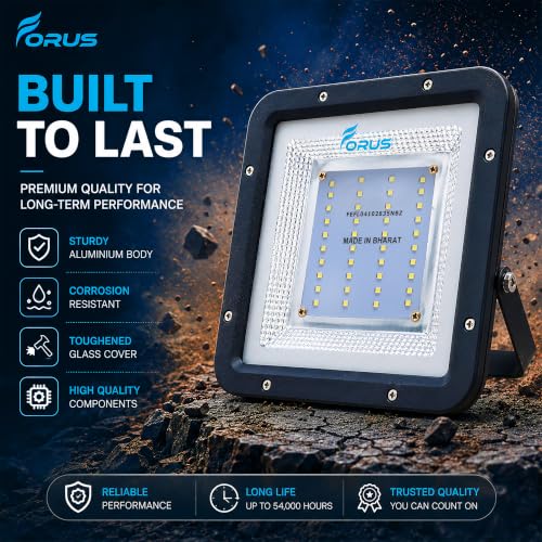 Image of Forus 30W LED Flood Light Outdoor IP67 Waterproof Warm White High Mast Focus Floodlight, Energy Efficient Halogen Replacement, 4 Years Warranty for Garage, Garden, Parking, Factory (1 PC)