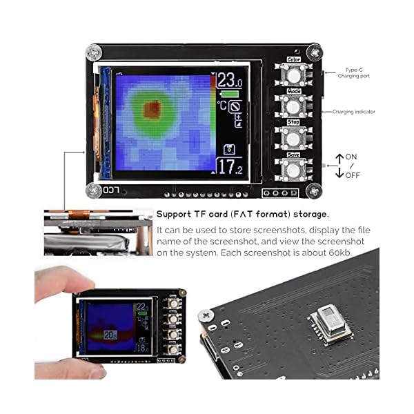 Vistreck Thermal Imager AMG8833 Sensors 1.6 Inch TFT Display Screen 10Hz Data Refresh Rate – Bild 3