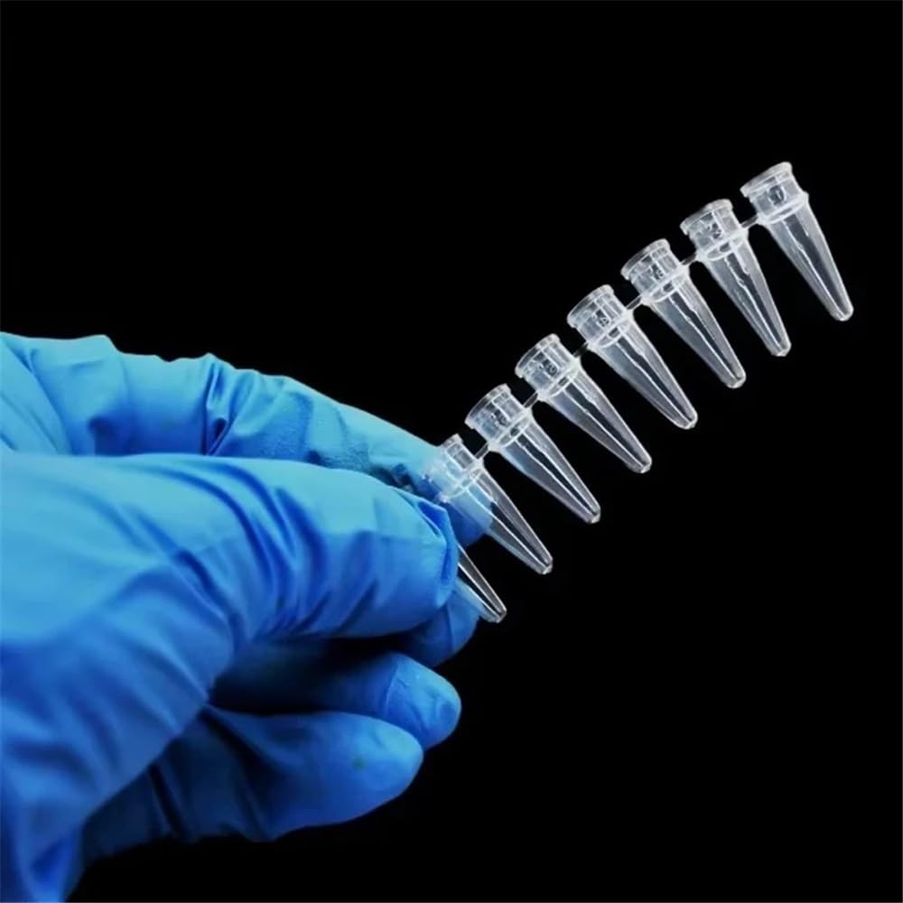 200 tubos PCR de 8 filas, 0,2 ml, 8 tiras de centrífuga con tapa de plástico(Caps and Tube-200set)