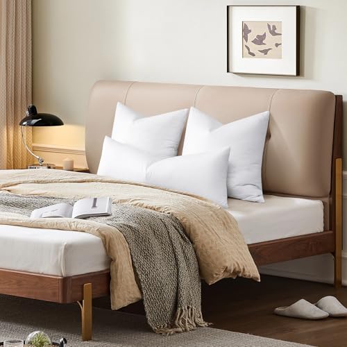Image of SAVORI 14x36 Lumbar Pilow Insert, Set of 2 Down Feather 14x36 Euro Pillow Inserts, Soft Fluffy Sleeping Pillow with 100% Cotton Cover, Decorative Throw Pillows for Couch Sofa Bed-White