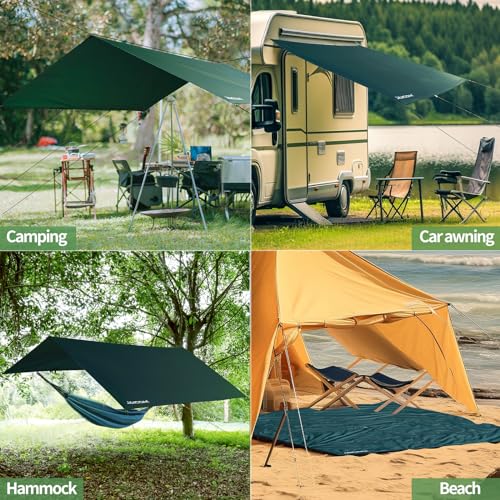 JAICOM Camping Tarp Tent Tarp Waterproof, 3 x 4m Rain Fly Tarp, Waterproof PU3000mm-Anti-UV Camping Shelter Accessories, for Oamping, Travel, Hammocks, Hiking, Beach - Image 7