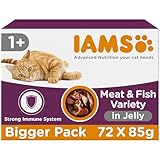 IAMS Adult Wet Cat Food Land & Sea in Jelly 72 x 85g