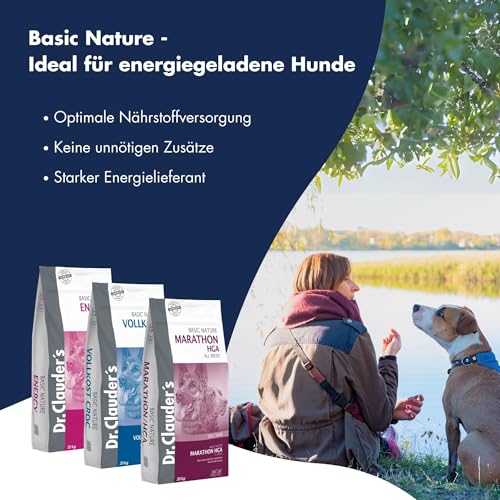 DR.CLAUDER’S - Basic Nature Energy | Trockenfutter für aktive, ausgewachsene Hunde zur Unterstützung der Vitalität durch Proteine und Ballaststoffe. Alleinfuttermittel im Beutel | 20kg