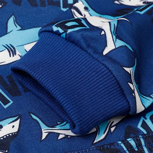 Toddler Boys Hoodies Cartoon Shark Pullover With Pockets Kids Sports Sweatshirts Cotton Long Sleeve Hooded Shirts Crewneck Sweatsuits Casual Outerwear Sport Tee Tops For Boys 6 Years Shark 8138-6T #TOP3