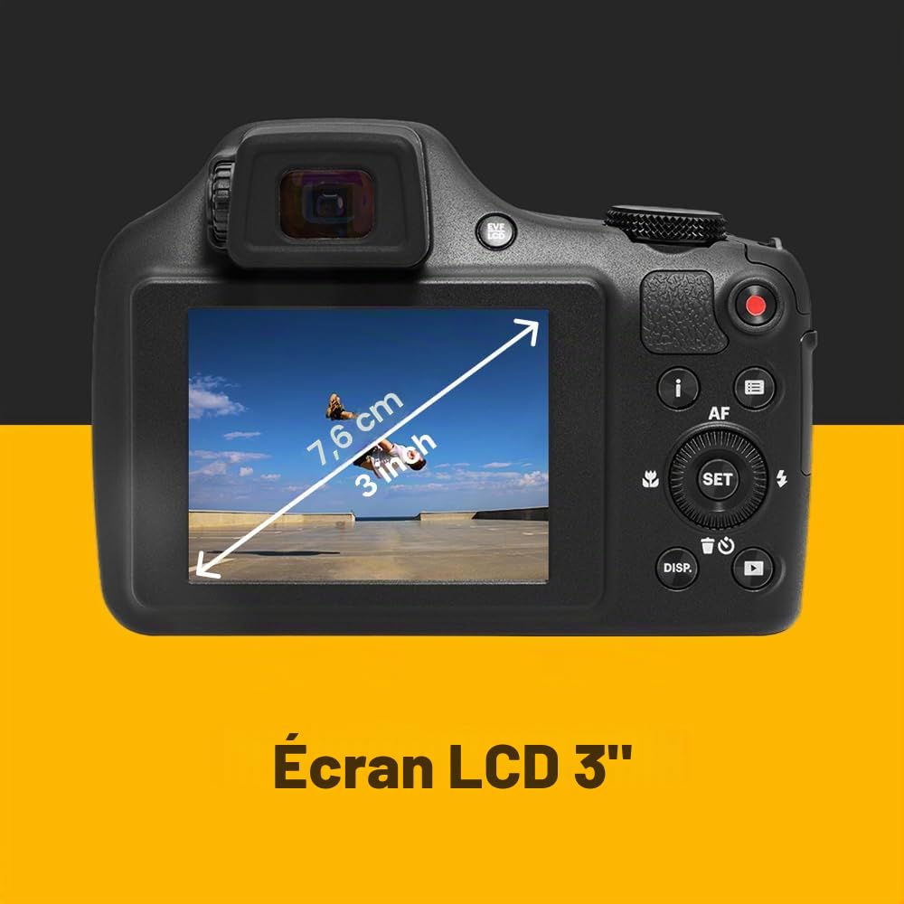 Kodak PIXPRO AZ653 BK Appareil Photo Bridge 20MP CMOS – Zoom Optique 65x, Écran 3.0" LCD, EVF, WiFi, Vidéo 1080p FHD, Stabilisation OIS, Batterie Li-ION, HDMI, USB-C, SDXC