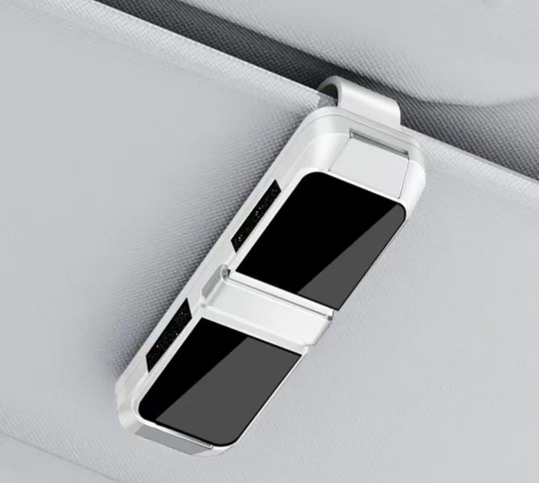 Tryagat Car Sunglasses Holder for BMW X1 U11 Hybrid iX1 U11 EV 2022 2023 2024, Sun Visor Glasses Clip Magnetic Eyeglasses Mount Interior Card Organizer Auto Interior Decoration,White