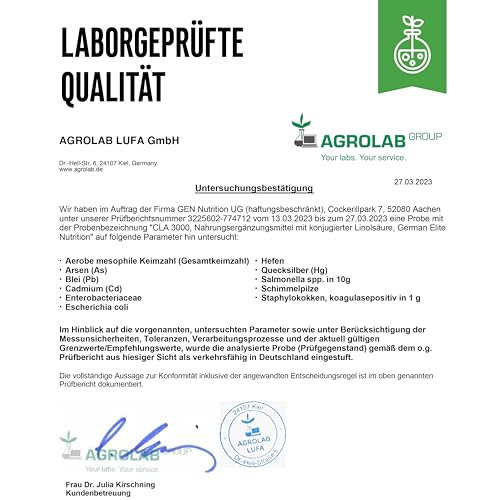 CLA 240 Kapseln mit 1000 mg - Extra hochdosiert mit 3000 mg pro Anwendung - Reine Konjugierte Linolsäure - Premium Qualität - German Elite Nutrition