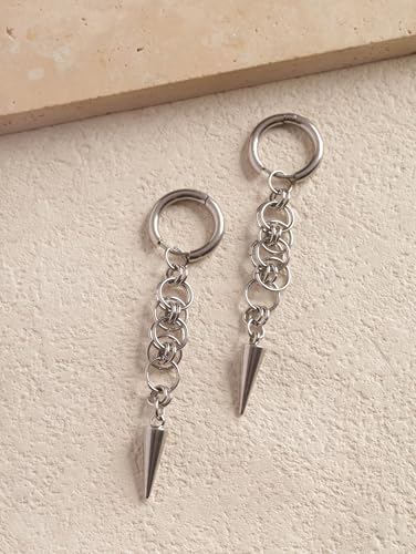 Sacina Spike Chain Hoop Earrings, Gothic Grunge Emo Punk Earrings, Goth Jewelry, Christmas Jewelry Gift for Women4